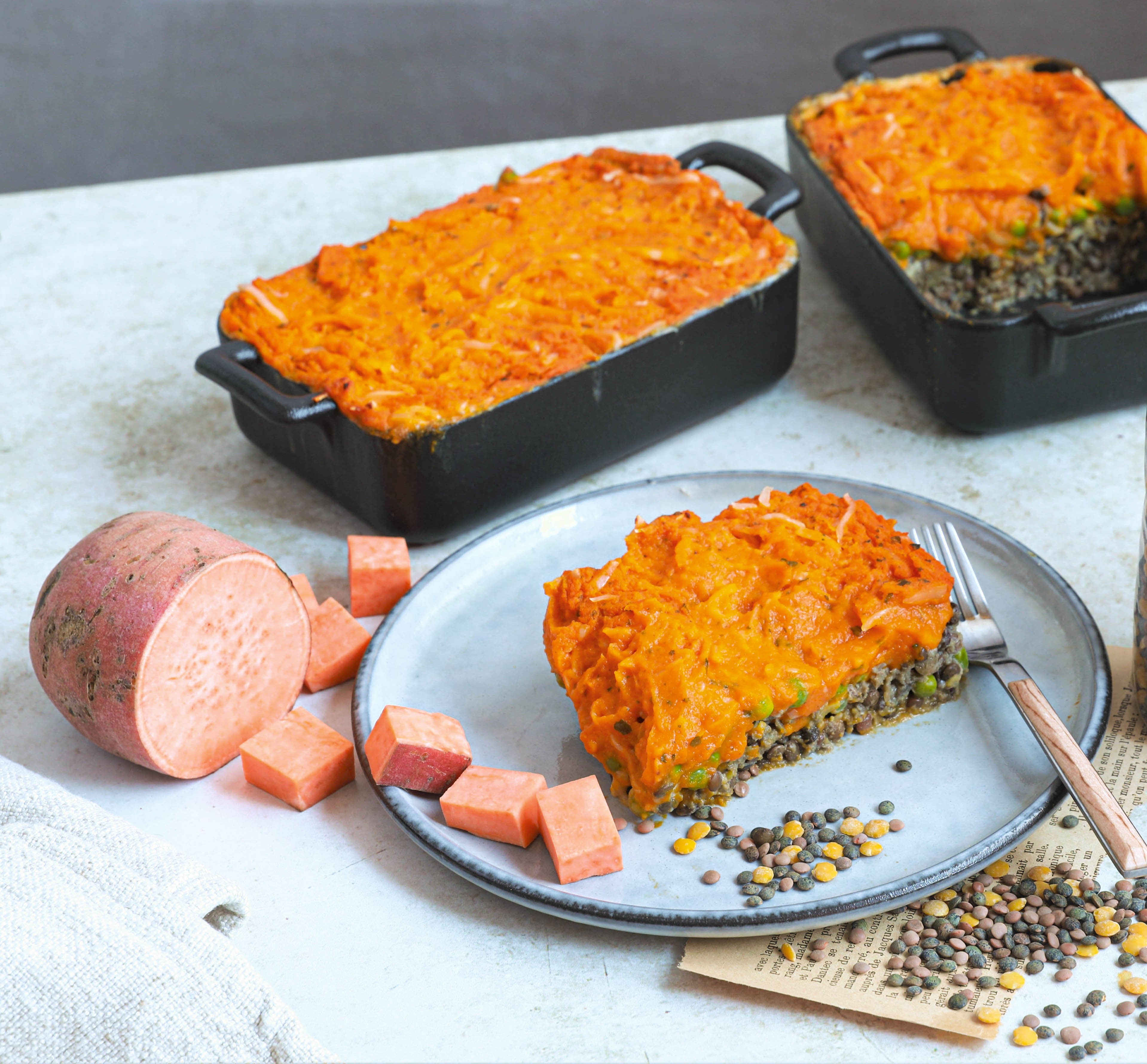 Parmentier de lentilles et patate douce