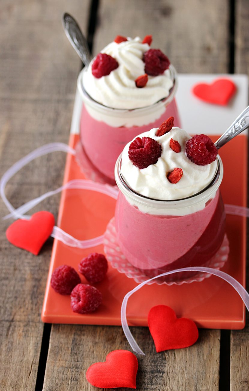 Verrine de la Saint-Valentin, à la framboise