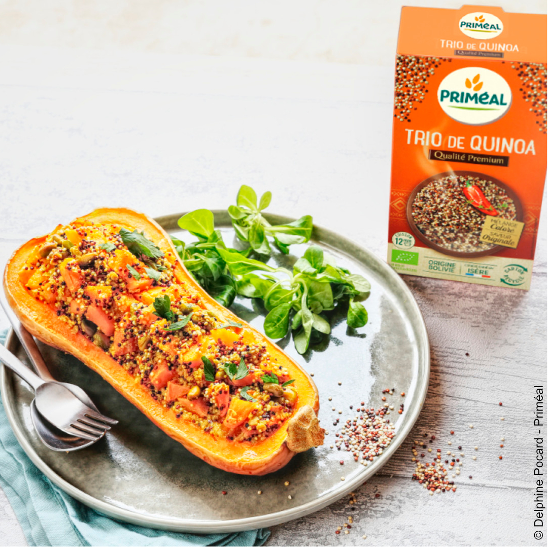 Butternut farci au trio de quinoa